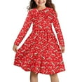 thumbnail image 1 of DISNIMO Girls Red Christmas Dress Kids Girls Strawberry Dress Long Sleeve Girls Dress with Snowflakes Dress for Girls Collared Dress Fall Kids Twirl Dress for Girls 9-10 Year Old Girl Fall Dresses, 1 of 1