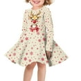 thumbnail image 1 of DISNIMO Girls Reindeer Christmas Dress for Kids Snowflake Dress Long Sleeve for Girls Winter Dresses Size 3-4 Girl Dresses Children Dress Clothing for Girls Dresses Long Sleeve Swing Dress Girls, 1 of 6