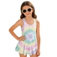 thumbnail image 1 of DISNIMO Girls Sleeveless Swimsuit Tie Dye Printed One Piece Swimwear with Skirt Hawaiian Summer Swim Dress Quick Dry Bathing Suits for Beach Vacation Pool, 1 of 8