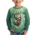 thumbnail image 1 of DISNIMO Green Sloth Shirt Kids Boys Shirts Long Sleeve Size 9-10 Girls Clothes Long Sleeve Shirts Crew Neck Top Girls Basic Tee Shirts Boys Tshirts Soft Tees Unisex Shirt Cute Outfits for Girls, 1 of 7