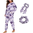 thumbnail image 1 of DISNIMO Halloween Bat Printed Women Pajama Set Long Sleeve Sleepwear with Long Pants Casual Loose Nightwear with Hairband Round Neck Loungewear Nightwear with Pockets, L, 1 of 7
