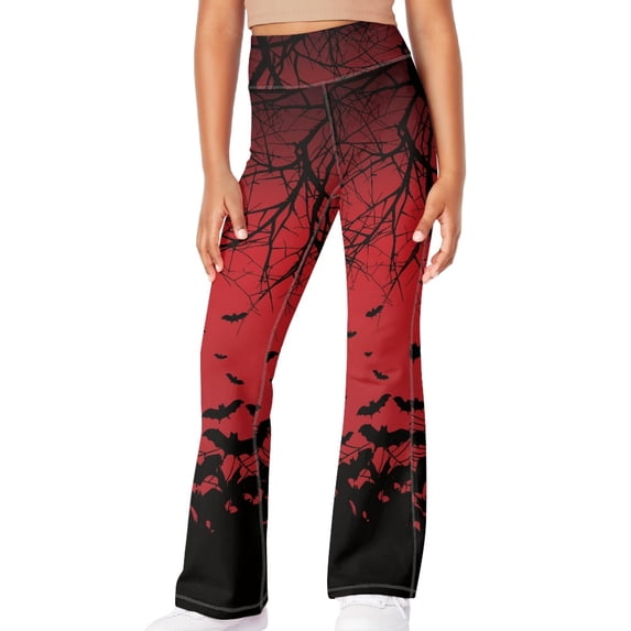 DISNIMO Halloween Bat Yoga Pants Flare Leg Leggings Kids Leggings Girls High Waisted Flare Leggings for Girls 7-8 Girls Flare Leggings Bell Bottoms Leggings for Kids Pockets