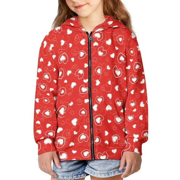 DISNIMO Heart Hoodie Girls Preppy Hoodies for Kids 11-13 Hoodie Sweatshirt for Teens Graphic Sweatshirts Boys Hooded Jacket Lightweight Hoodie Youth Zipper Hoodies Jackets for Girls Child Clothes
