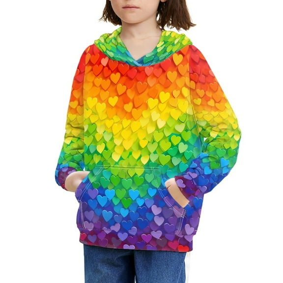 DISNIMO Heart Rainbow Hoodies for Girls 11-13 Pullover Hoodie Fall Kids Boys and Girls Hoodies with Pockets Childrens Hooded Sweatshirts Girls Long Sleeve Sweatshirt Lightweight Casual