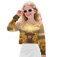 thumbnail image 1 of DISNIMO Highland Cattle Sunflower Print Girls' Cropped Sweatshirt Cute Fall Crop Tops Long Sleeve Clothes Fashion Crewneck Graphic Pullover Shirts for 5-14 Years Old, 1 of 7