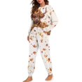 thumbnail image 1 of DISNIMO Highland Cow Sunflower Printed Womens Pajamas Set Maple Leaves Print Two Piece Pj Sets Soft Comfy Sleepwear with Pocket Long Sleeve Lounge Set Round Neck Nightwear with Long Pants, L, 1 of 7