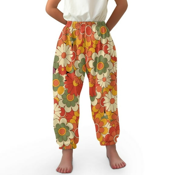 DISNIMO Hippie Flower Bloomer Harem Pants for Girls Harem Bloomers Long Bloomer Pants Girls Harem Pants Size 3-7 Bloomer Trousers Kids Casual Jogger Pants Girls Bloomers Girls Trousers