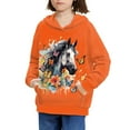 thumbnail image 1 of DISNIMO Horse Flower Hoodies for Kids Size 6-7 Pullover Sweatshirt with Hoodie for Boys Girls Butterfly Hoodies Pullover Hooded with Pocket Sweatshirts Children Girl Clothing Fall Hoodies, 1 of 7
