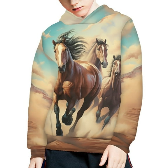DISNIMO Horse Hoodies for Boys 6-7 Sweatshirt with Hoodie Sweatshirts for Boys and Girls Matching Hoodies Pullover Graphic Streetwear Hoodie with Pockets Children Fall Clothes Soft
