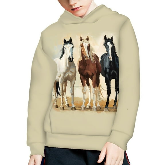 DISNIMO Horse Print Hoodies for Boys 6-7 Hoodie for Kids Girls Hooded Sweatshirt Streetwear Hoodies Boys Hoodie Pullover Sweatshirt with Hoodies with Pockets Fall