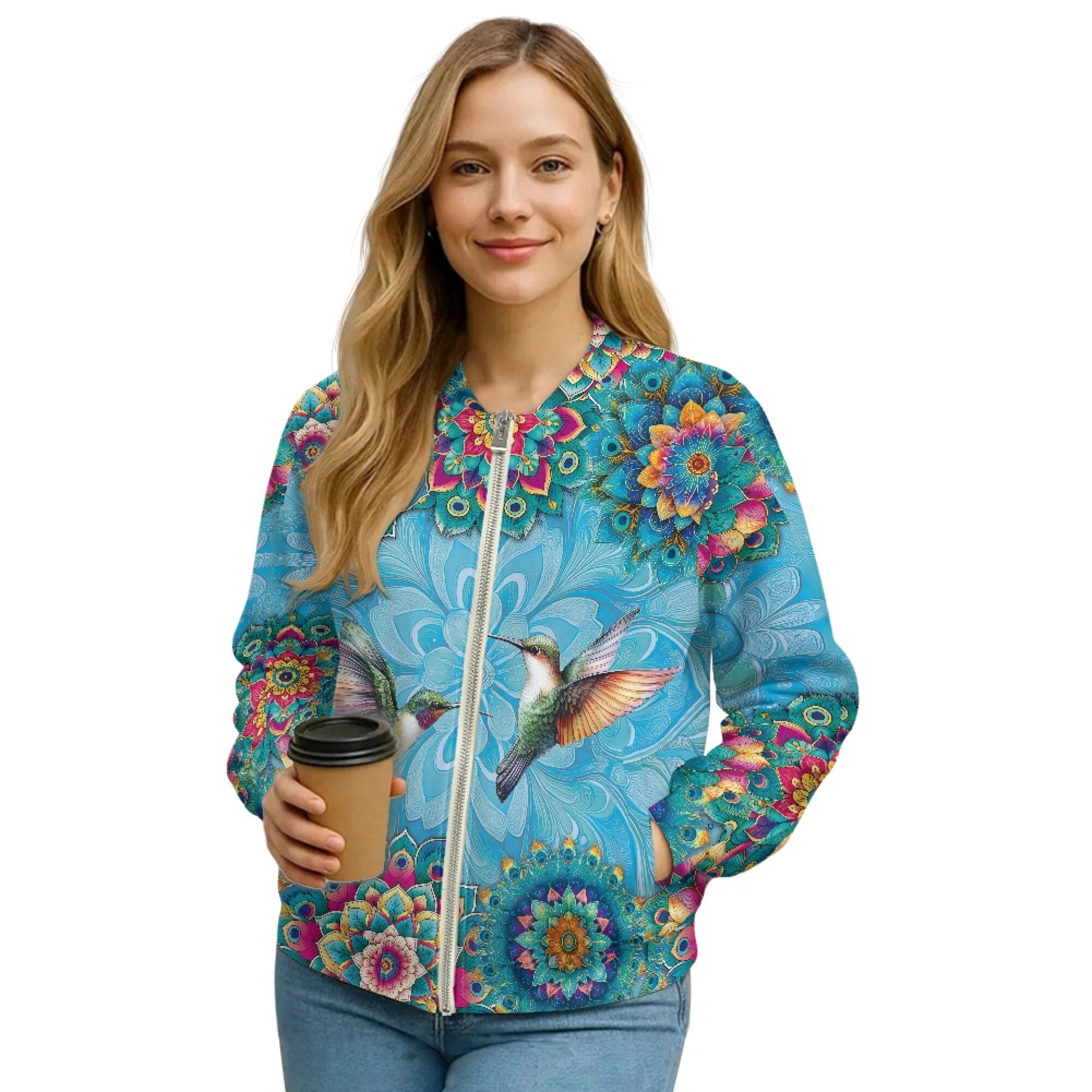 DISNIMO Hummingbird Printed Jackets for Women Zip Up Sweatshirts ...