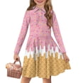 thumbnail image 1 of DISNIMO Ice Cream Dress Girls Skater Dress Long Sleeve Dresses for Girls 4-5 Dresses for Girls Swing Dress Kids Casual Midi Dress Girls Fall Twirly Dress Girls Children Dress with Collar for Girls, 1 of 7