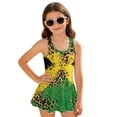 thumbnail image 1 of DISNIMO Jamaican Flag Leopard Print Girls Swimsuit One Piece Swimwear Skirted Hawaiian Summer Bathing Suit Sleeveless Quick Dry Swim Dress Size 7-8, 1 of 8