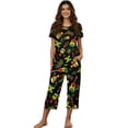 thumbnail image 1 of DISNIMO Jamaican Flag Printed Women's Short Sleeve Pajama Sets, Guitar Printed Pjs Casual 2 Piece Lounge Set Short Sleeve Tops and Capri Pant Lounge, 2XL, 1 of 7
