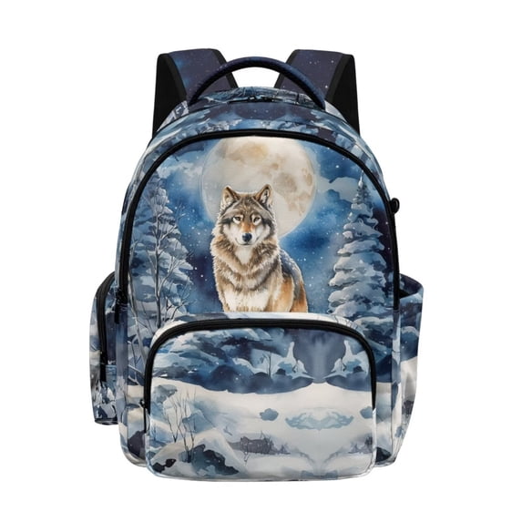 DISNIMO Kids Backpack for Boys Wolf Printed 17" Lightweight School Backpack with Padded Straps and Multiple Pockets Elementary Middle School Bag Travel Daypack