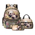 thumbnail image 1 of DISNIMO Kids Backpack for Girls, Cute Panda Floral Print 3 in 1 School Backpack Set with Lunch Box and Pencil Case, 17 Inch Lightweight School Bookbag Travel Daypack, 1 of 7