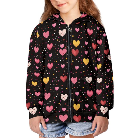 DISNIMO Kids Heart Hoodie Girls Zip Up Hoodies Size 6-7 Hoodie Sweatshirts with Zipper Sweatshirt for Girls Colorful Hoodies for Boys Hoodie Jacket Little Girls Hooded Jackets Children Fall Clothing