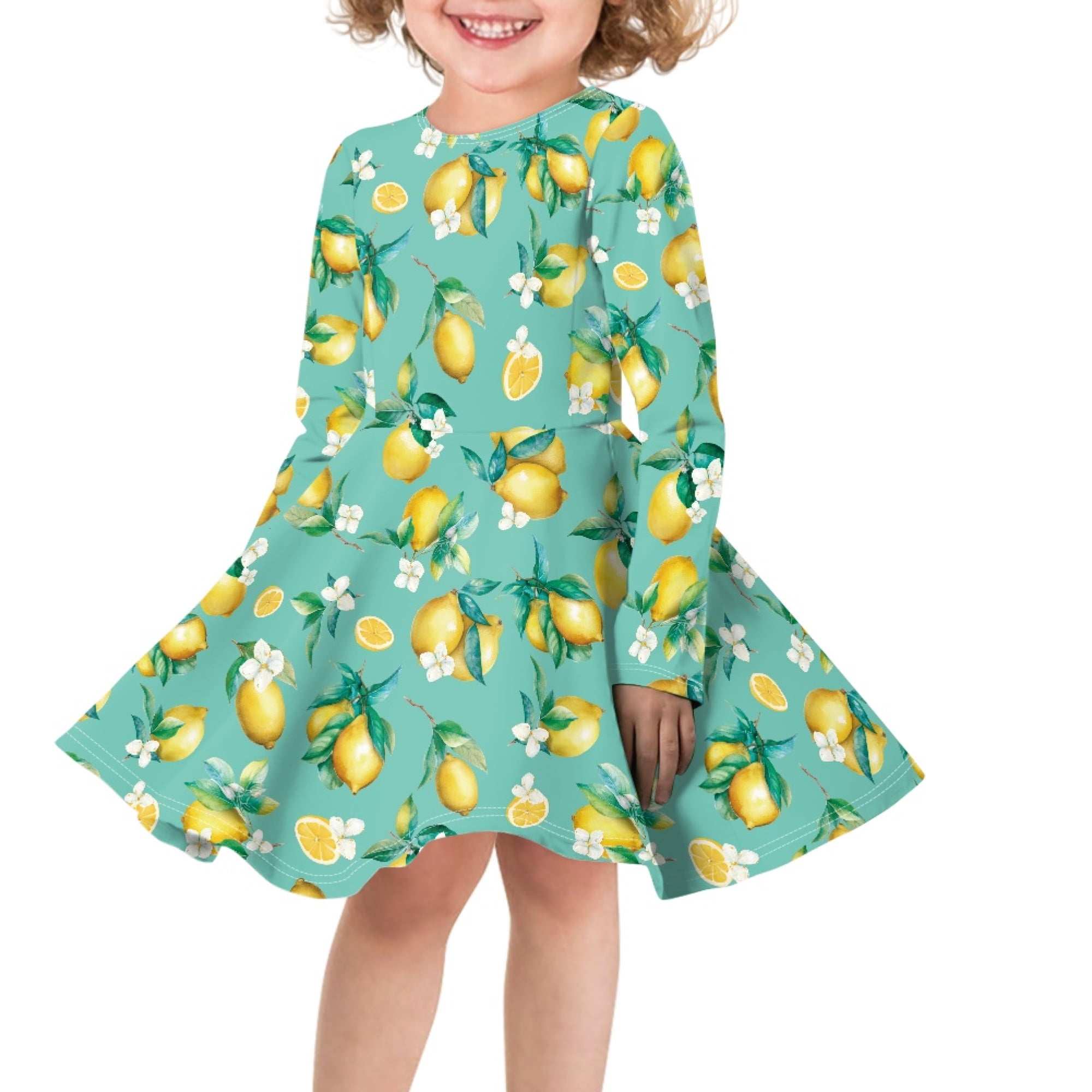 [PRE-ORDER] Kidsagogo Anais Dress, Lime Blossom Stripe main image 1