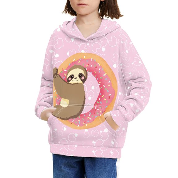 DISNIMO Kids Sloth Doughnut Hoodie 14-16 Pullover Kids Girls Sweatshirts with Hoodies Long Sleeve Boys and Girls Heart Hoodie Clothes for Teen Girl Streetwear Hoodie Soft Oversized Clothing Fall