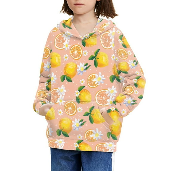 DISNIMO Lemon Flower Hoodie for Girls 6-7 Sweatshirt Pullover Kids Hoodies Long Sleeve Sweatshirts for Boys Streetwear Hoodies Children Girls Clothes Fall Polyester Hoodies for Girls and Boys