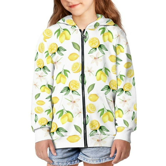 DISNIMO Lemon Hoodie Zip Up Girls Flower Hoodie Kids Boys Hoodie Jackets Size 11-13 Zip Hoodies for Teen Girls Hooded Sweatshirt with Zipper Childrens Hooded Sweatshirts with Pockets