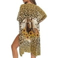 thumbnail image 1 of DISNIMO Leopard Horse Sunflower Print Women Bathing Suit Coverup Casual Loose Swimsuit Coverups Open Front Kimono Cardigan Cover Up Half Sleeve Summer Beach Cover up, 1 of 6