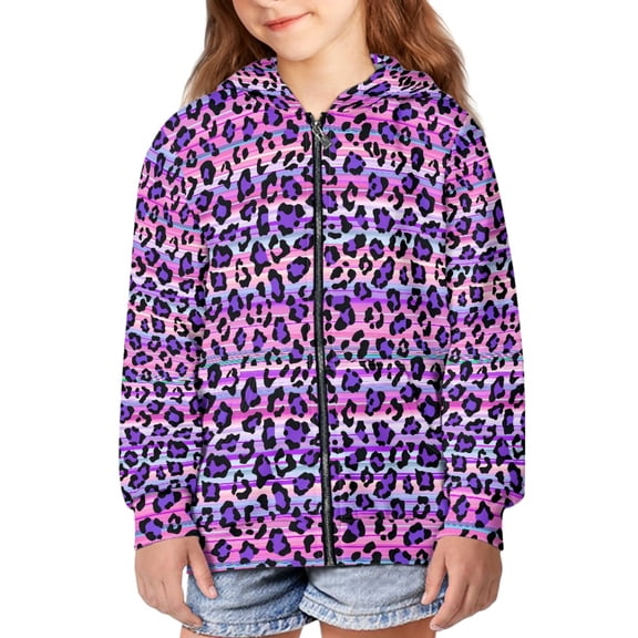 DISNIMO Leopard Print Hoodie Kids Girls Hoodies Size 6-7 Zip Up Sweatshirt Girls Hooded Sweatshirts for Boys Hooded Jacket Childrens Hoodie Jackets Kids Zipper Hoodies Little Girl Streetwear Hoodie