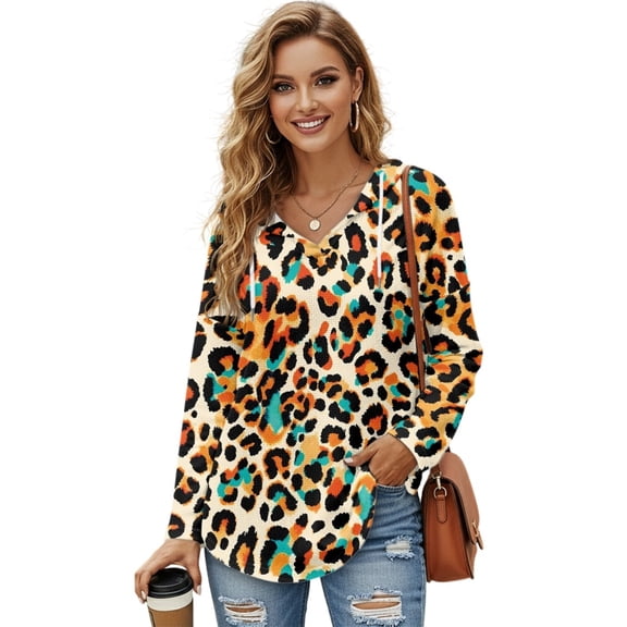 DISNIMO Leopard Print Hoodies for Women Trendy Sweatshirts Long Sleeve Pullover Tops Trendy Shirts for Fall Winter, M