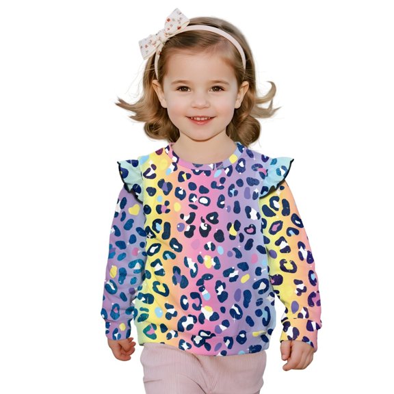 DISNIMO Leopard Print Pullover for Girls Long Sleeve Sweatshirt Comfy T-Shirts Crewneck Hoodies Fall Winter Clothes 5-6 Years