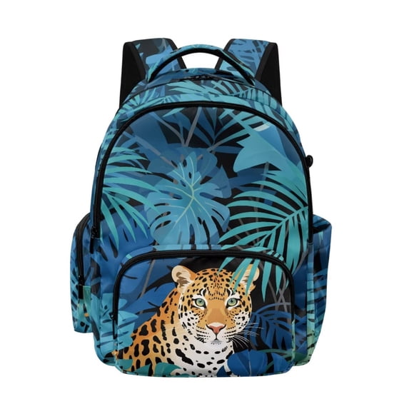 DISNIMO Leopard Print Spacious School Backpack for Elementary Middle School Students, Multi-compartment Bookbag with Side Mesh Pockets for Daily Use & Travel