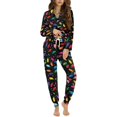 thumbnail image 1 of DISNIMO Light Bulb Printed Women's Long Sleeve Pajama Sets with Pockets Christmas Lounge Sets Casual V Neck Loungewear 2 Piece Pj Sets Button Down Sleepwear with Long Pants, 1 of 7
