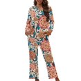 thumbnail image 1 of DISNIMO Mandala Flower Print Womens 2 Piece Pajama Sets Soft Button Up Sleepwear with Matching Long Pants Loose Fits Nightwear with Pockets Long Sleeve Sleepwear Button Down Comfywear Loungewear, 4XL, 1 of 7