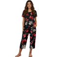 thumbnail image 1 of DISNIMO Maple Leaves Printed Womens Pajama Set Soft Sleepwear Summer Loungewear Round Neck Tops and Capri Pant Pjs Set, M, 1 of 7