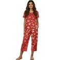 thumbnail image 1 of DISNIMO Maple Leaves Printed Womens Pajama Sets Soft Sleepwear 2 Piece Lounge Set Short Sleeve Tops and Capri Pant Pjs for Summer, S, 1 of 7