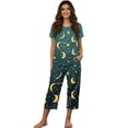 thumbnail image 1 of DISNIMO Moon Star Printed Women's Pajama Sets Soft Sleepwear Casual 2 Pcs Lounge Set Summer Tops and Capri Pant Pjs for Home, M, 1 of 7