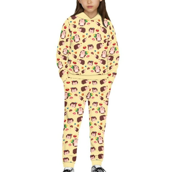 DISNIMO Mushroom Hedgehog Hoodie Kids Girls Hoodies Set Size 4-5 Hoodies Girls Hoodie And Pants Set for Kids Pullover Hoodies for Girls Hoodie And Joggers Set Kids 2 Piece Outfits Hoodies Pockets