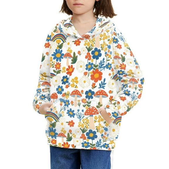 DISNIMO Mushroom Hoodie Girls Flower Hoodie Kids 11-13 Hoodie Sweatshirts for Teen Girls Pullover Hoodie Sweatshirt Boys Streetwear Hoodies Children Girls Fashion Clothing Casual Lightweight