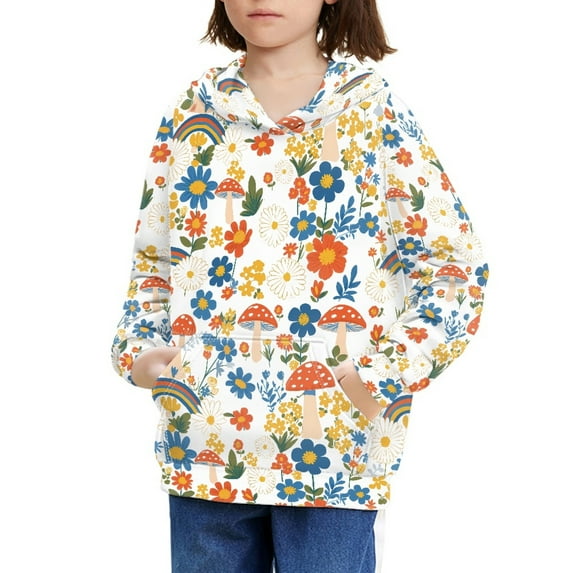 DISNIMO Mushroom Hoodie Girls Flower Hoodie Kids 8-10 Hoodie Sweatshirts for Girls Pullover Hoodie Sweatshirt Boys Streetwear Hoodies Children Girls Fashion Clothing Casual Lightweight
