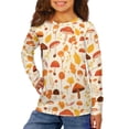 thumbnail image 1 of DISNIMO Mushroom Maple Leaf t-shirts for kids girls long sleeve shirts with cuffs for kids shirt girls long sleeve t shirts size 15-16 girls long sleeve tee shirts for girls tees long Tshirts, 1 of 7