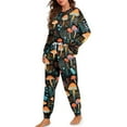 thumbnail image 1 of DISNIMO Mushroom Print Women Pajama Set 2 Piece Sleepwear Tops with Long Pants Casual Soft Pjs Lounge Set Long Sleeve Loungewear Crew Neck Nightwear with Pockets, S, 1 of 7