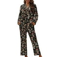 thumbnail image 1 of DISNIMO Mushroom Print Women Pajama Sets Long Sleeve Sleepwear with Long Pants 2 Piece Lounge Set with Pockets Button Down Nightwear Loungewear, XS, 1 of 7