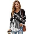 thumbnail image 1 of DISNIMO Musical Note Printed Shirts for Women Fall Winter Sweatshirts Long Sleeve Pullover Tops Waffle Hoodies for Women, XL, 1 of 7