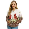 thumbnail image 1 of DISNIMO Northern Cardinal Printed Jackets for Women Floral Printed Sweatshirts Zip Up Outwear Long Sleeve Jackets for Fall Winter, L, 1 of 7