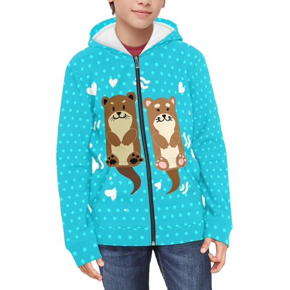 DISNIMO Otter Hoodies for Boys 11-13 Full Zip Heart Hoodie Kids Zipper Sweatshirt Girls Hooded Sweatshirts Zip Up Boys Hoodies Jackets Boy Hooded Jacket Child Zip Hoodie Teen Boy Graphic Clothes
