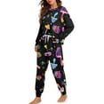 thumbnail image 1 of DISNIMO Pajama Set for Women Mushroom Print Soft Comfy Loungewear Long Sleeve Lounge Sets 2 Piece Pjs Sets Casual Nightwear with Pocket Round Neck Sleepwear, 2XL, 1 of 7