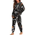 thumbnail image 1 of DISNIMO Pajamas for Women Set Skull Spider Web Printed Soft Sleepwear Crew Neck Pullover Top with Long Pants Casual Fashion Nightwear, Available in Plus Size, XL, 1 of 7