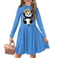 thumbnail image 1 of DISNIMO Panda Dress Girls Sunflower Dress Long Sleeve Blue Dress Kids Clothing Dresses with Collars for Girls Clothes 4-5 Years Dresses Childrens Skater Dress Girls Swing Dress with Button Front, 1 of 7