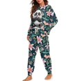 thumbnail image 1 of DISNIMO Panda Flower Print Women's Pajamas Set Soft Comfy Loungewear 2 Piece Pjs Set Casual Long Sleeve Sleepwear Nightwear Crew Neck Pullover Top with Long Pants, S, 1 of 7