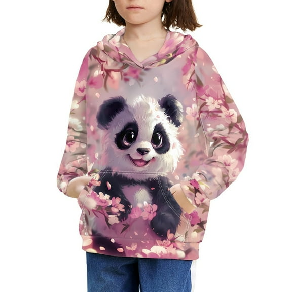 DISNIMO Panda Hoodie for Girls Cherry Blossom Hoodies Sweatshirts for Kids Boys Hoodie Sweatshirt for Girls Pullover Hoodies Size 11-13 Teen Girl Streetwear Hoodie Children School Clothes for Fall