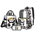 thumbnail image 1 of DISNIMO Panda Sunflower Print 3 Pcs Clear Backpack, Ice Cream Print Heavy Duty Clear Backpack and Lunch Bag Set for Kids Girls, 17 Inch See Through PVC Transparent Bookbag with Pencil Case, 1 of 5